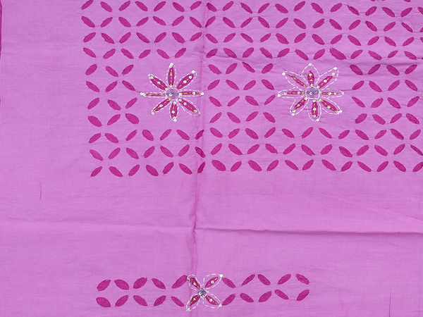 Floral Design Purple Cotton Unstitched Salwar Material
