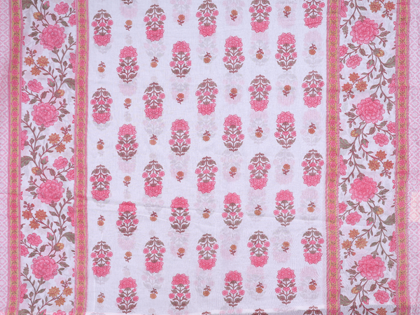 Floral Design Pink Cotton Unstitched Salwar Material