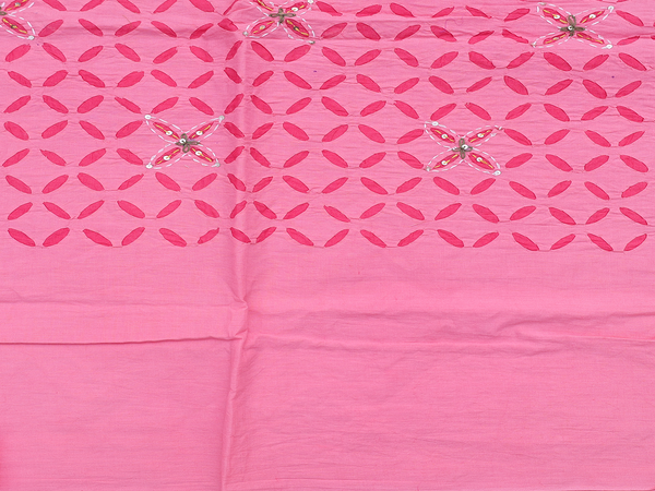 Floral Design Pink Cotton Unstitched Salwar Material