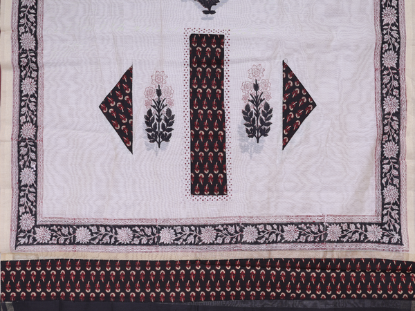 Printed Design Black Cotton Unstitched Salwar Material