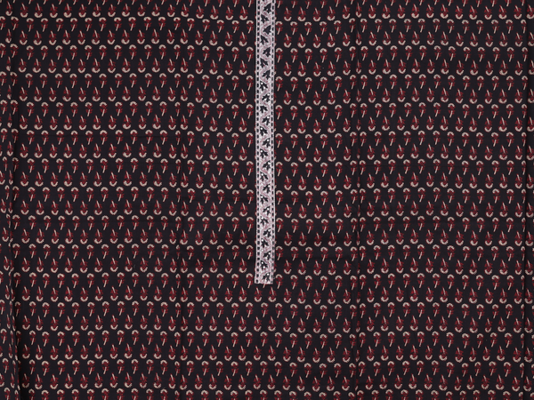 Printed Design Black Cotton Unstitched Salwar Material