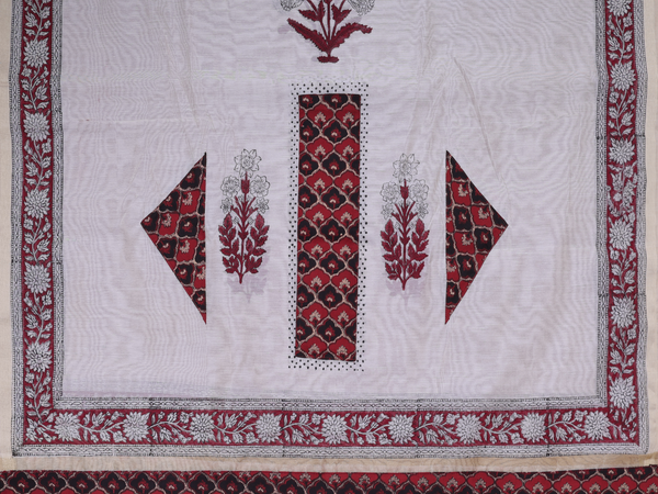 Ogee Design Red And Black Cotton Unstitched Salwar Material