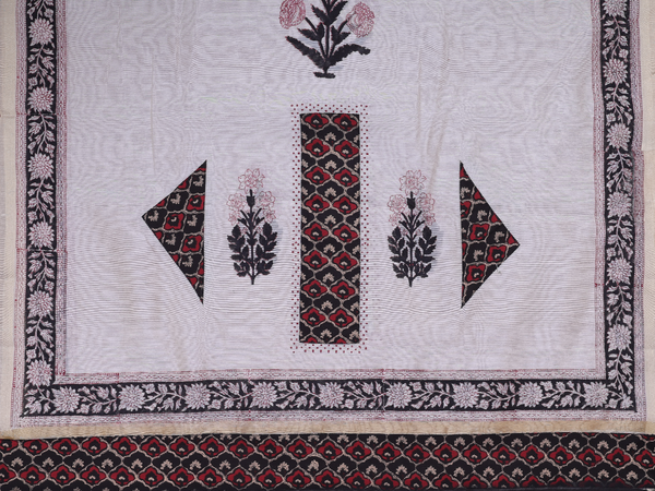 Ogee Design Black And Red Cotton Unstitched Salwar Material