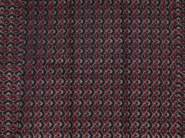 Ogee Design Black And Red Cotton Unstitched Salwar Material
