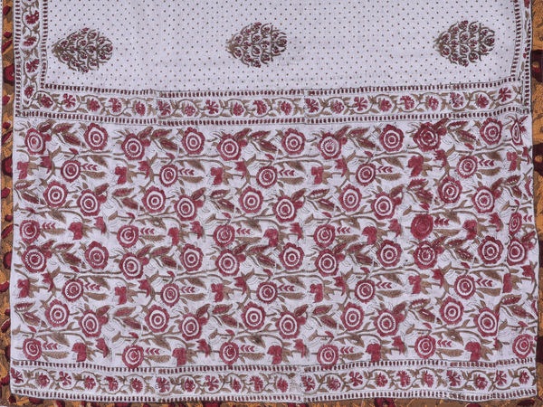 Floral Design Brown Cotton Unstitched Salwar Material