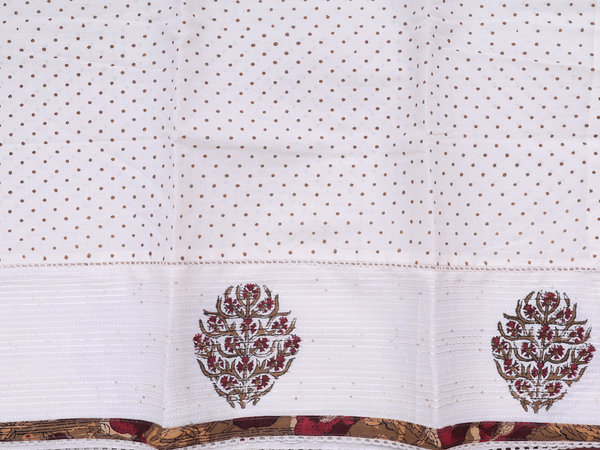 Floral Design Brown Cotton Unstitched Salwar Material