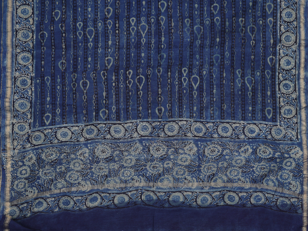 Floral Design Blue Cotton Unstitched Salwar Material