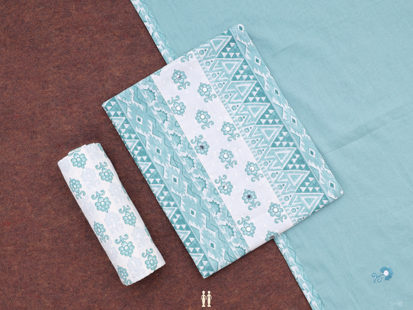 Printed Design Turkish Blue Cotton Salwar Material