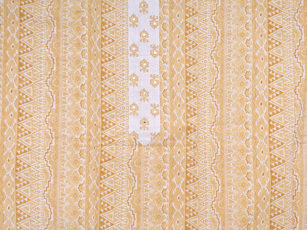 Printed Design Yellow Cotton Unstitched Salwar Material