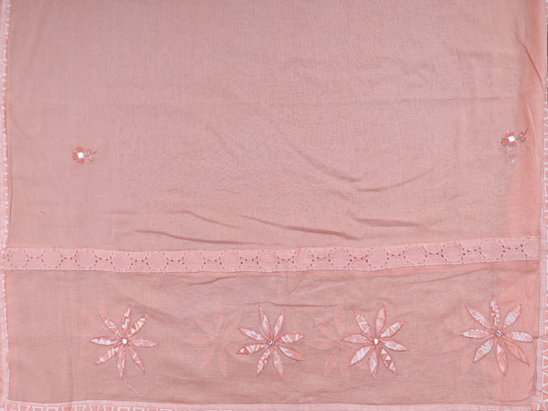 Printed Design Orange Cotton Unstitched Salwar Material