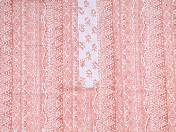 Printed Design Orange Cotton Unstitched Salwar Material