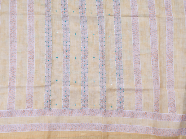 Mirror Buttis Yellow Cotton Unstitched Salwar Material