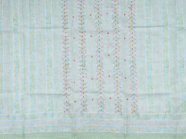 Threadwork Design Green Cotton Unstitched Salwar Material