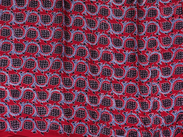 Printed Design Red Modal Silk Unstitched Salwar Material