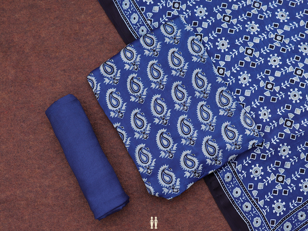 Paisley Design Blue Modal Silk Unstitched Salwar Material