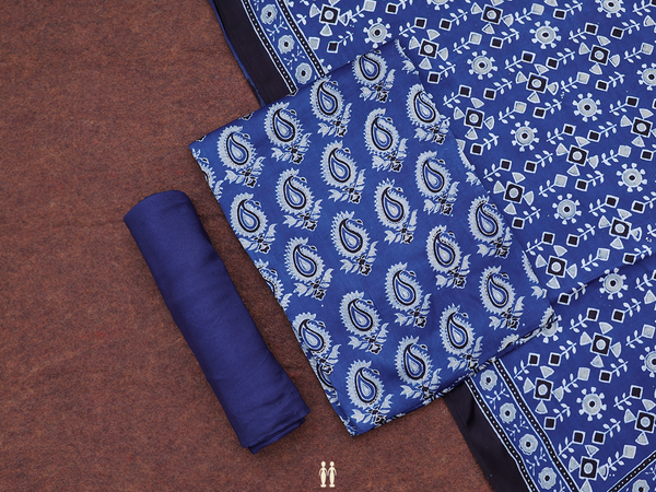 Paisley Design Blue Modal Silk Unstitched Salwar Material