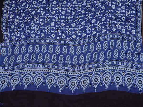 Paisley Design Blue Modal Silk Unstitched Salwar Material
