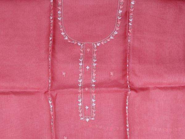 Floral Buttas Dusty Pink Organza Unstitched Salwar Material