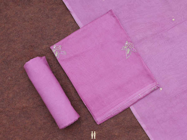 Birds Buttas Mauve Organza Unstitched Salwar Material