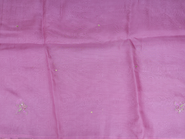 Birds Buttas Mauve Organza Unstitched Salwar Material