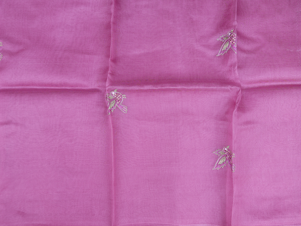 Birds Buttas Mauve Organza Unstitched Salwar Material