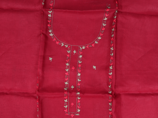 Embroidered Design Red Organza Unstitched Salwar Material