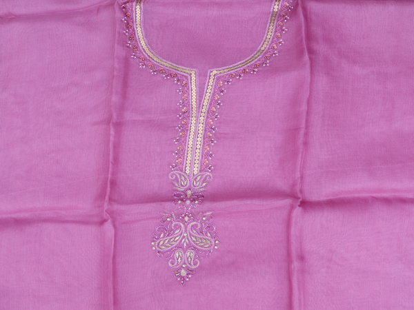 Embroidered Design Mauve Organza Salwar Material