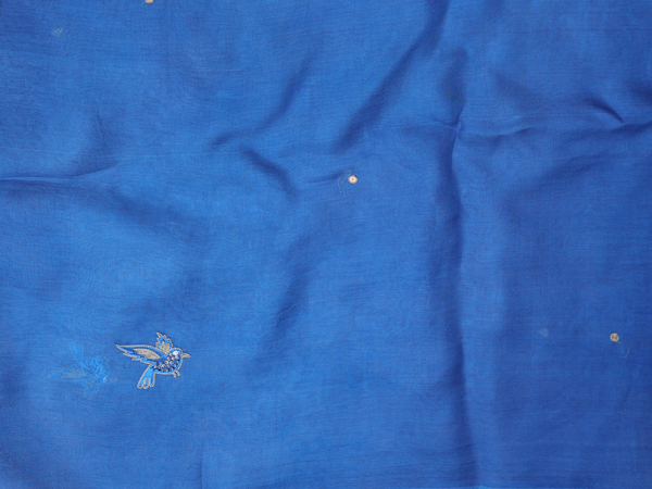 Birds Buttas Cobalt Blue Organza Unstitched Salwar Material