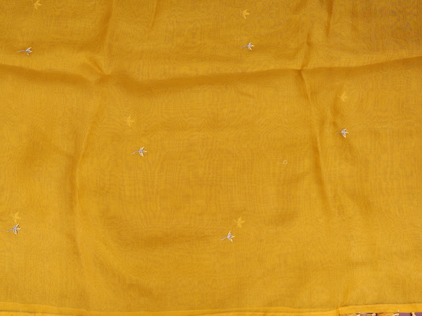 Embroidered Design Yellow Organza Salwar Material