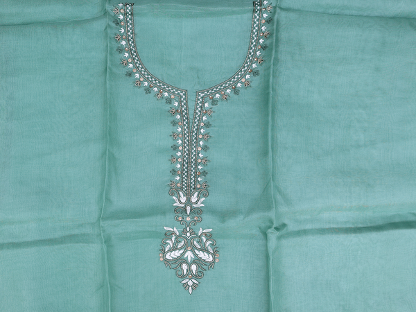 Embroidered Design Green Organza Salwar Material