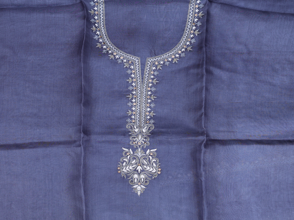 Embroidered Design Grey Organza Salwar Material