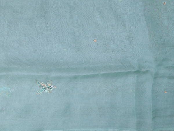 Birds Buttas Green Organza Unstitched Salwar Material
