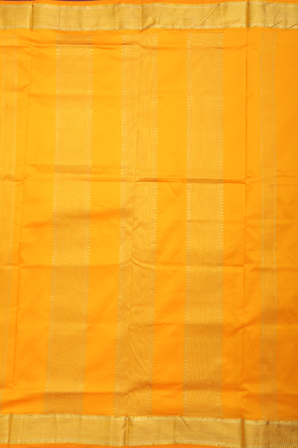 Nine Yards Silk Saree In Marigold Orange With Zari Border