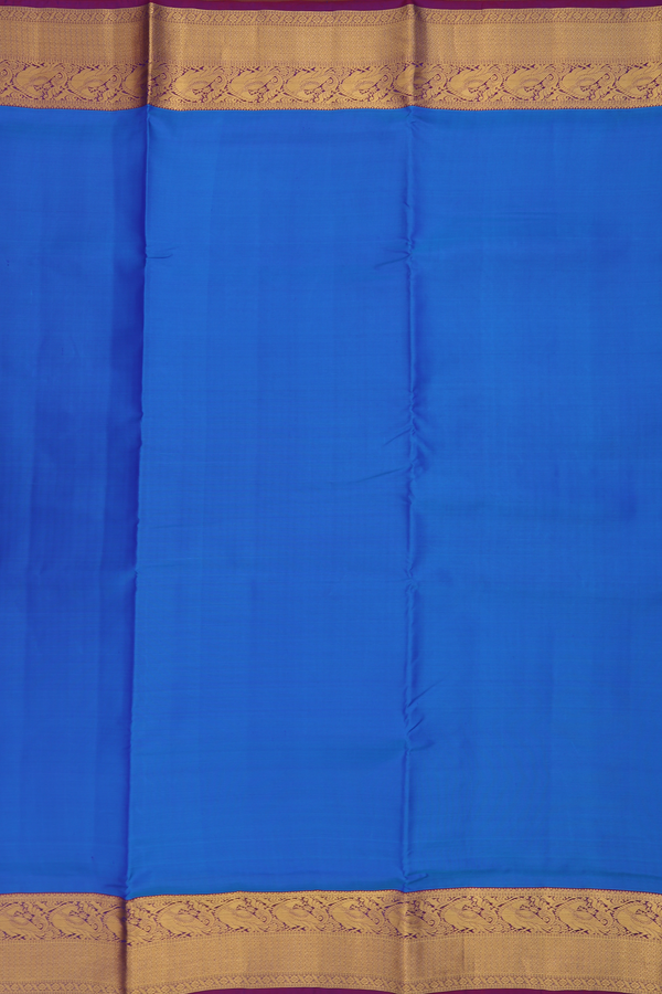 Nine Yards Silk Saree In Royal Blue With Peacock Border