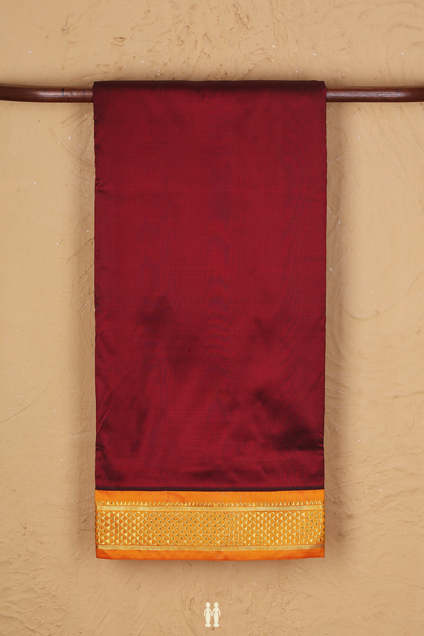 Kanchipuram Nine Yards Silk Saree Maroon With Contrast Border