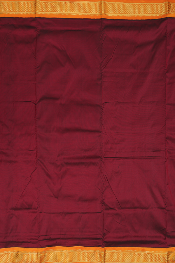 Kanchipuram Nine Yards Silk Saree Maroon With Contrast Border