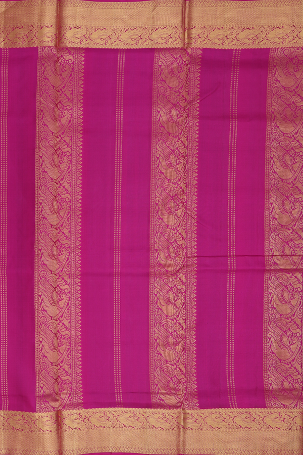 Kanchipuram Nine Yards Silk Saree In Sea Green With Zari Border
