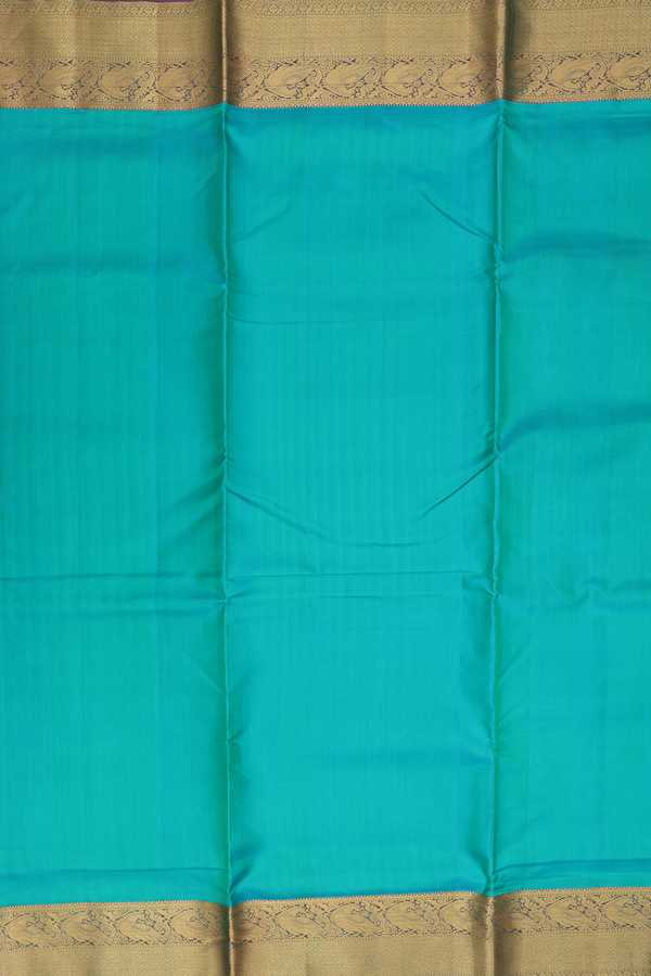 Kanchipuram Nine Yards Silk Saree In Sea Green With Zari Border