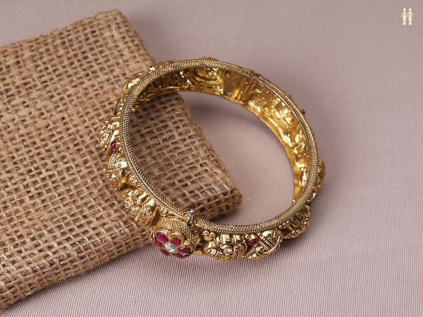 Antique Design Gold Plated Pure Silver Kada