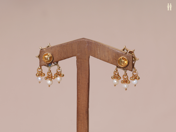 Multicolor Stone With Beads Gold Plated Pure Silver Earrings