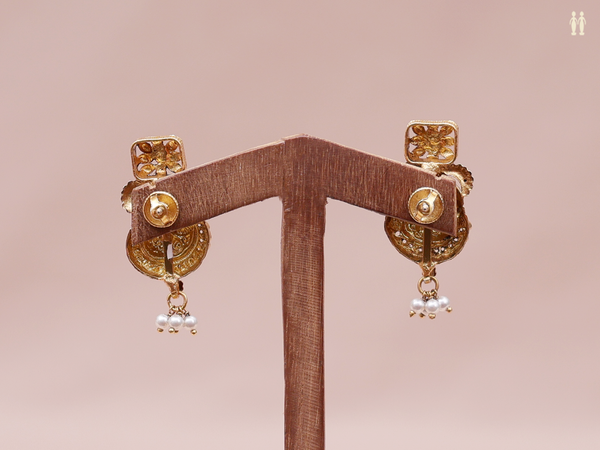 Peacock Design Gold Plated Pure Silver Earrings