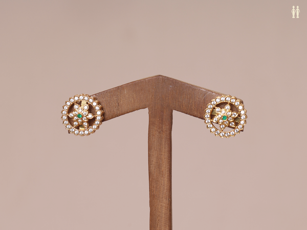 Crystal Stone Pure Silver Stud Earrings