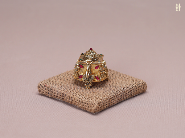 Antique Design Gold Plated Pure Silver Kunguma Chimil