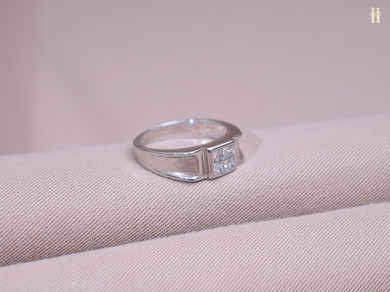 Crystal Stone Pure Silver Ring