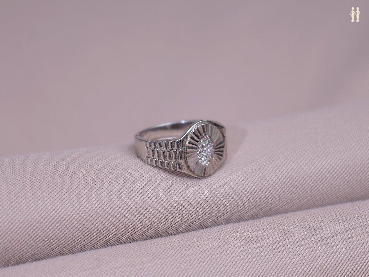 Crystal Stone Pure Silver Ring