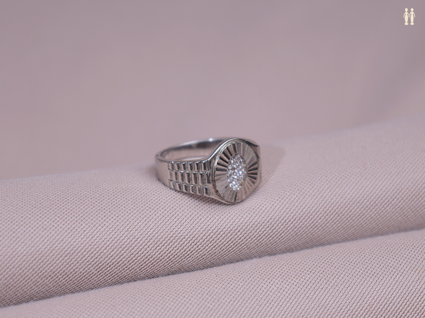 Crystal Stone Pure Silver Ring