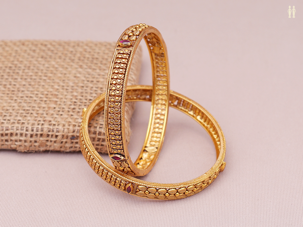 Gold Plated Pure Silver Bangles