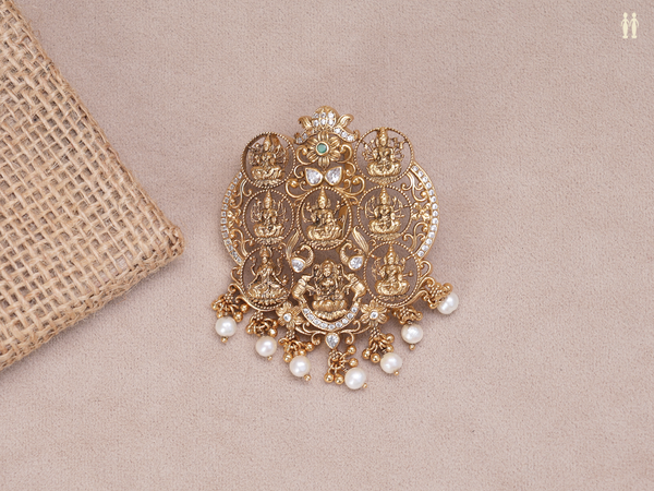 Antique Design With Stone Gold Plated Pure Silver Juda Pin