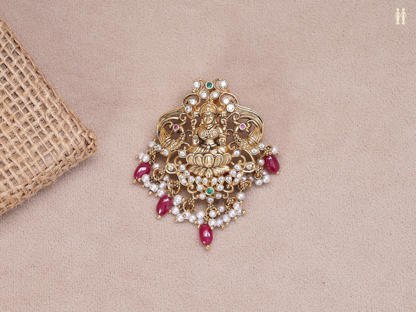 Antique Design With Beads Gold Plated Pure Silver Juda Pin