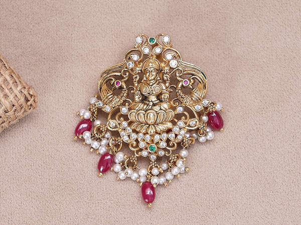 Antique Design With Beads Gold Plated Pure Silver Juda Pin